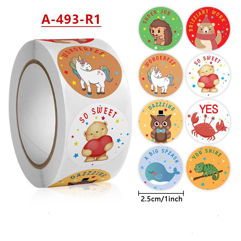 Stickers Cat 500 Pcs/roll Teacher Reward Sticker Fun Motivation Animal Sticker For School Teacher Student Stationery Stickers