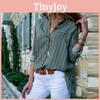 Women Autumn Striped Floral Long Sleeve Button V Neck T Shirt For Casual Chic