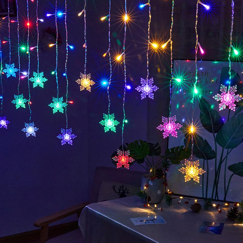 

Christmas Decorations Snowflake Window Curtain Garlands LED Icicle Fairy Lights Outdoor Garland Home Party Garden New Year Decor EU standard