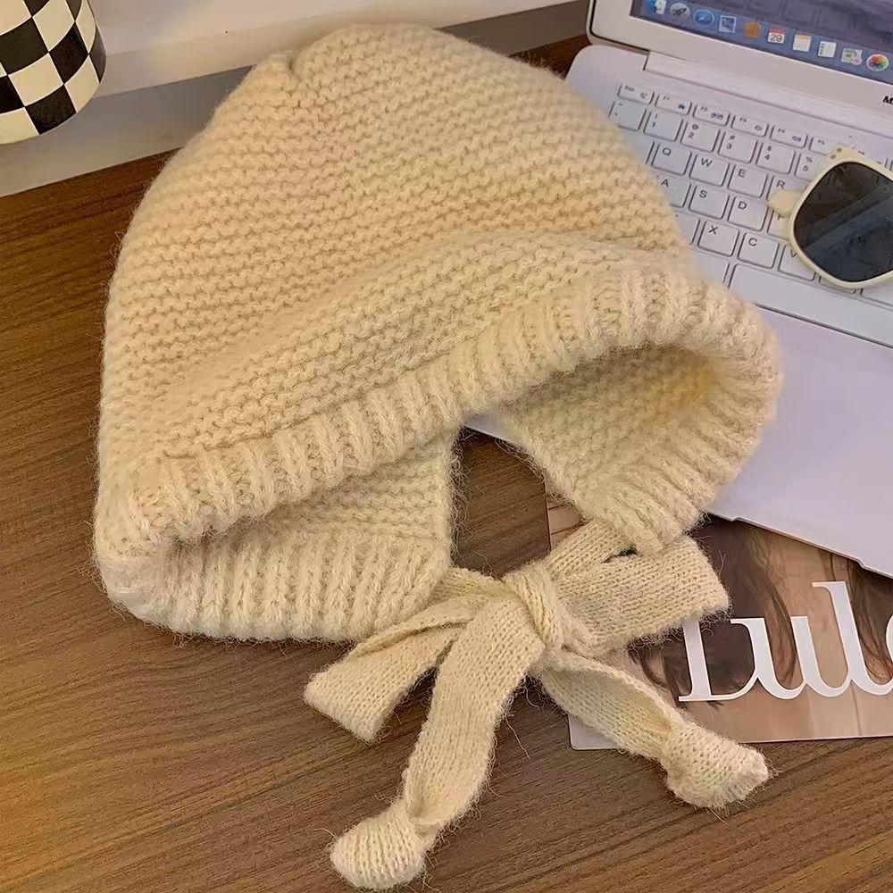 Cute Bear Ear Wool Hat for Women In Autumn and Winter Warm Knitted Hat Plush Hat Versatile Cold Protection Ear Tip Hat
