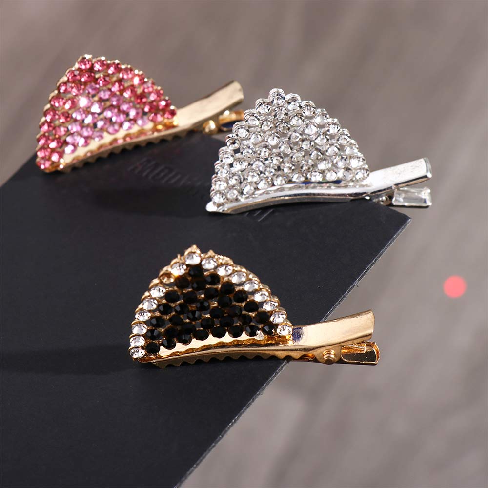 Lovely Shiny Woman Cute Crystal Barrettes Cat Ears Hair Clips Duckbill Clip Hair Accessories