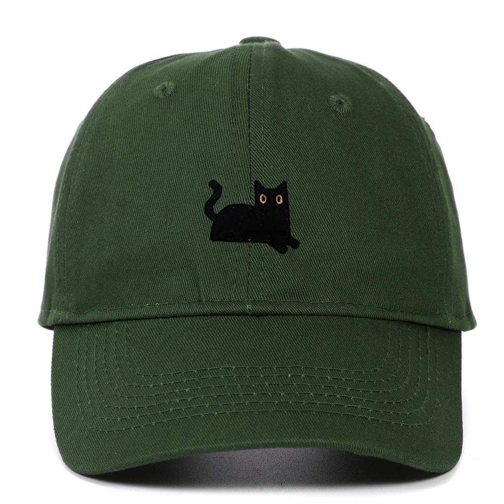 Soft Baseball Cap Embroidered with a Black Cat, Suitable for Men and Women, Duckbill Hat