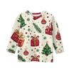 Christmas Day Print Tops For Youth Girls 5-16 Years Round Neck 3/4 Sleeves T-Shirts Trendy Tops Outfit Tees