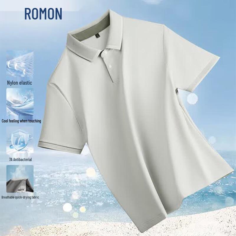 ROMON Men s 7A Anti-Bacterial Ice Silk Polo Shirt 2XL