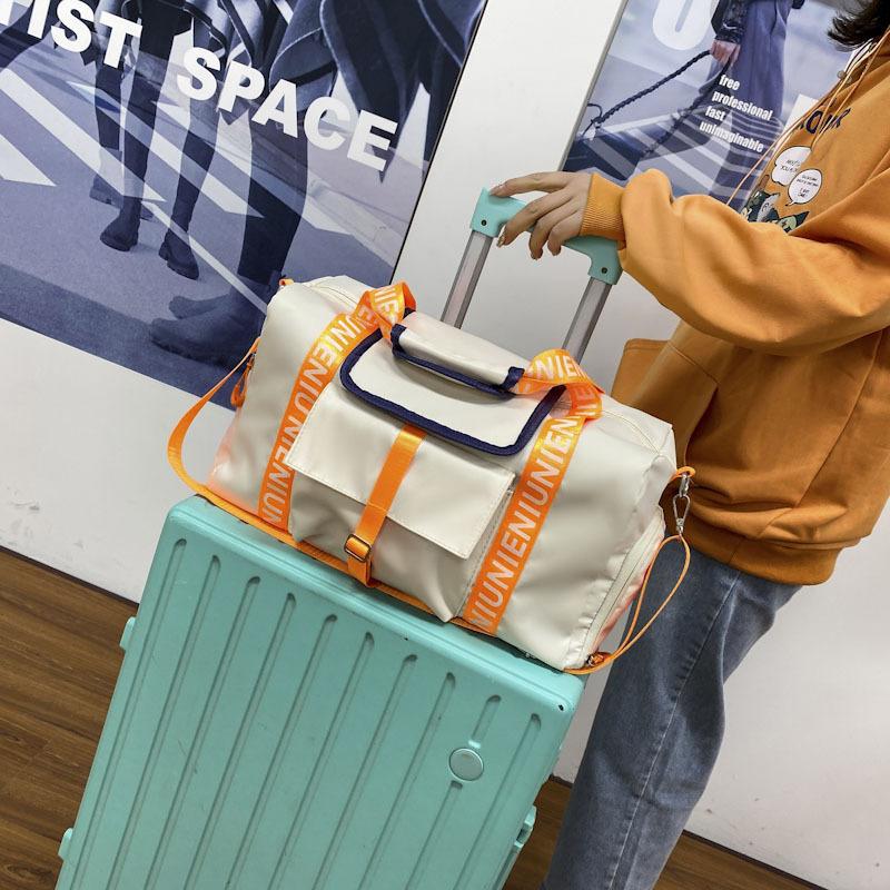 Contrasting color fitness bag women's dry and wet separation shoe compartment sports luggage bag Oxford cloth large-capacity handbag