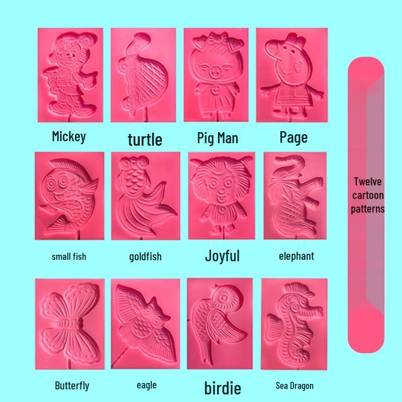 Zodiac Animal Silicone Mold Set: Cartoon Sugar Painting Lollipop Cow Template.