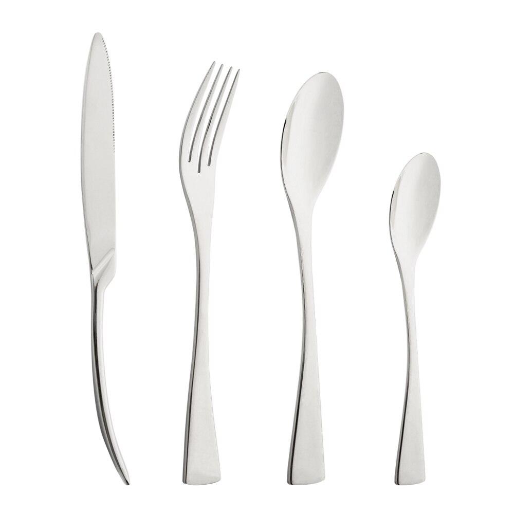 

4 шт., фиолетовая посуда из нержавеющей стали 304, зеркало, роскошные столовые приборы, нож, вилка, ложка, посуда, западная еда, ресторан, можно мыть в посудомоечной машине серебряный