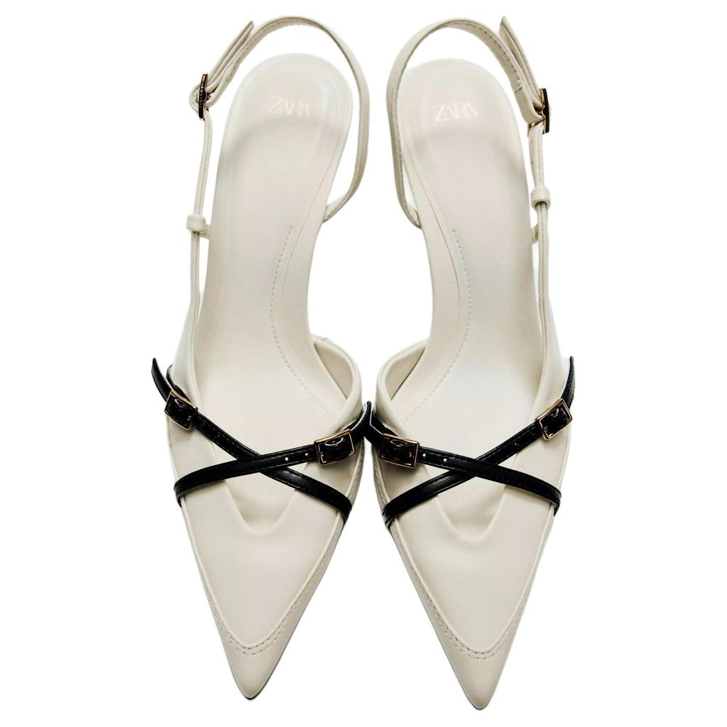 Zara PU Elegante Schnalle Stiletto High Heels 8Cm Damen High Heels Weiß 13870410202