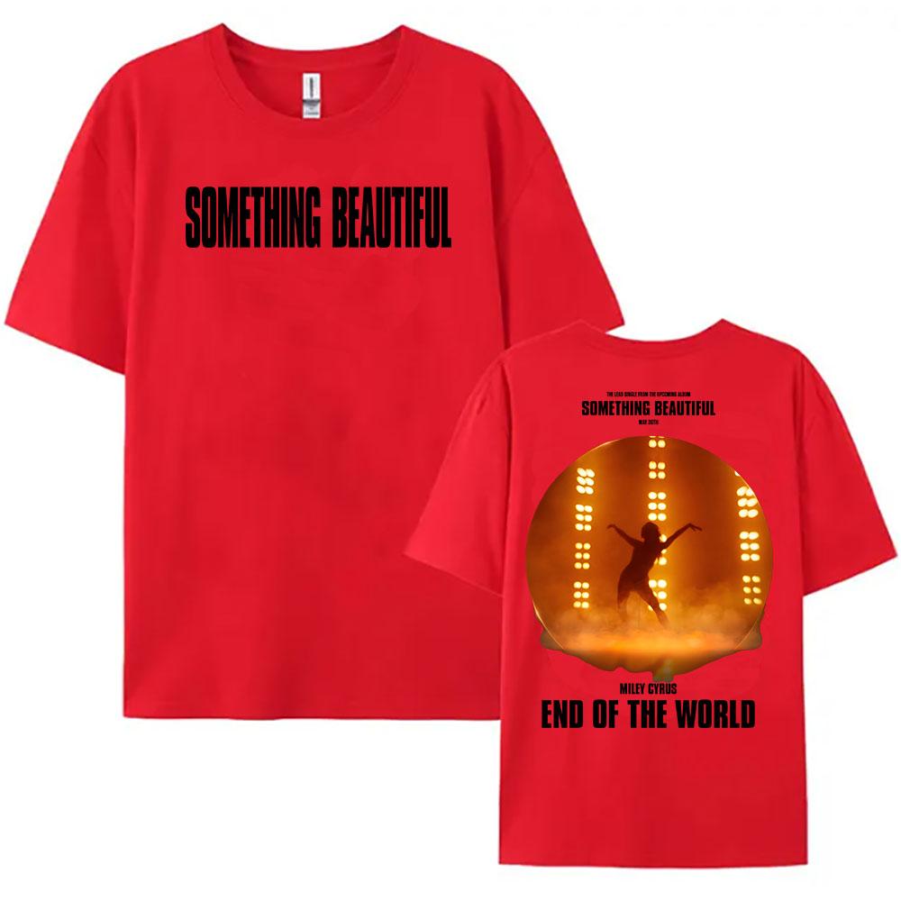 

Y2K Miley Cyrus Fim Do Mundo Camiseta Algo Lindo álbum 2025 Camisetas De Unisexga Curta algodão Feminino T Camisa Unissex S