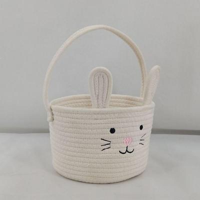 Panier de Pâques en forme de baril Panier d'œufs de Pâques pour Enfants Panier Lapin de Pâques pour Enfants Petite Corde de Coton Tissée pour Tout-petit