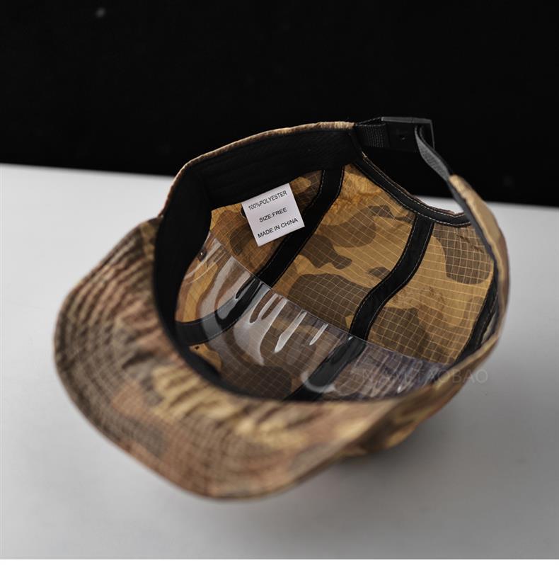 Unisex Couple Streetwear Quick-Dry Camo Print Trucker Hat 5 Panel Flat Brim Mesh Cap Fashionable Hip Hop Style for Outdoor