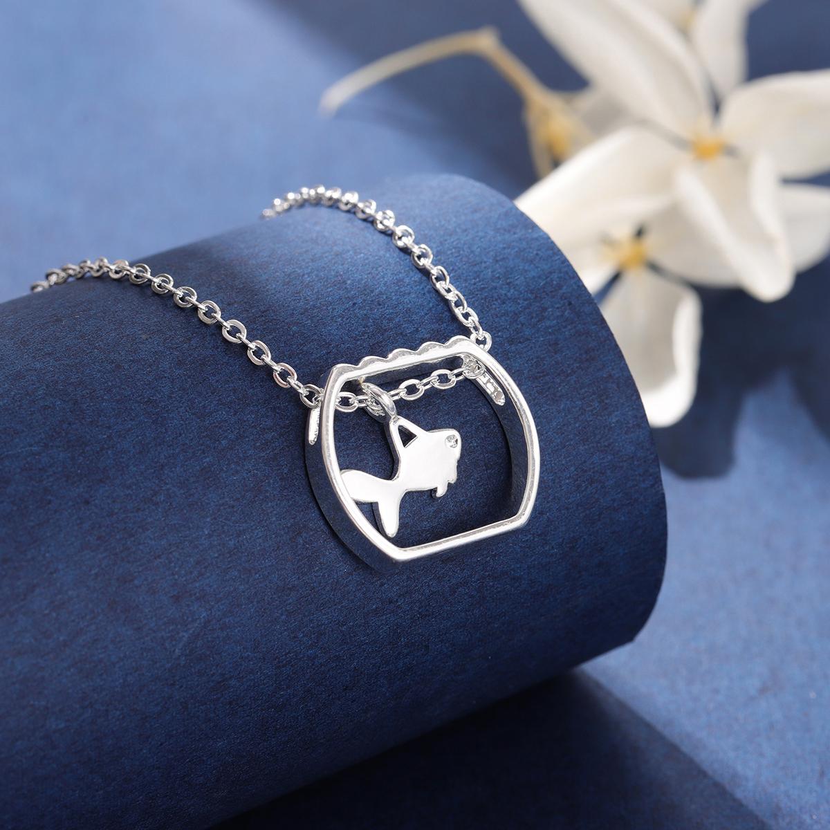 

New Fashion Fish 925 Sterling Silver Jewelry Personality Rectangular Border Geometric Pendant Necklaces XL200 серебряный