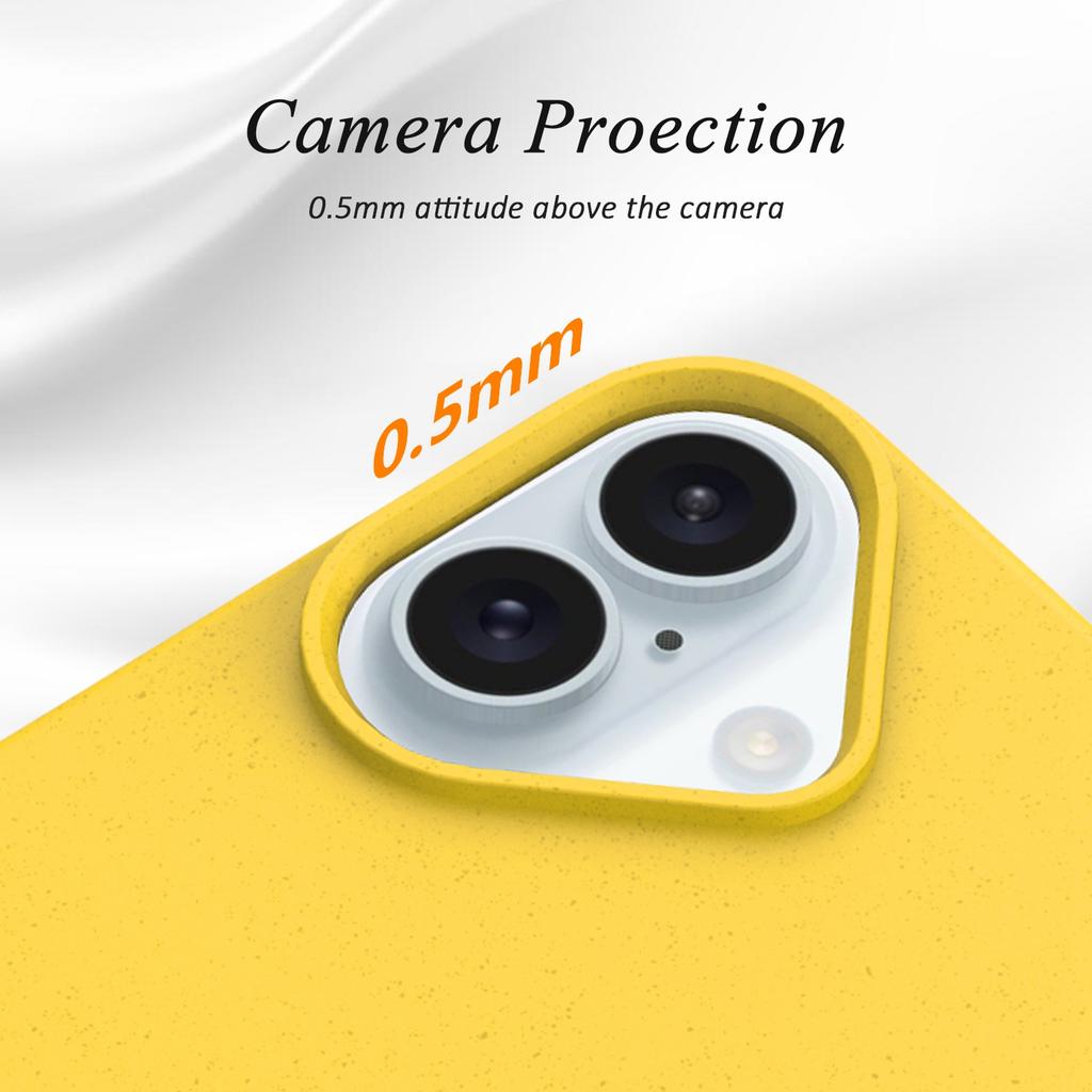 For iPhone 16 Plus Case Wheat Straw+TPU Phone Cover Compostable