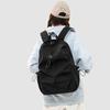 Solid Color Student Schoolbag Large Capacity Nylon Backpack