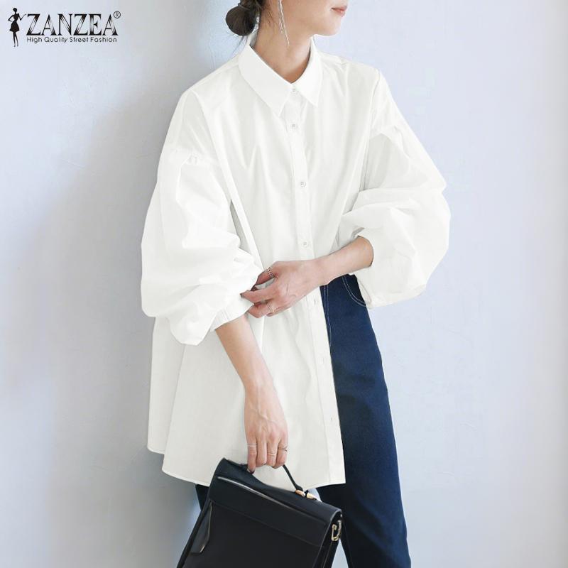 ZANZEA Women Turn Down Collar Loose Long Sleeve Button Blouse