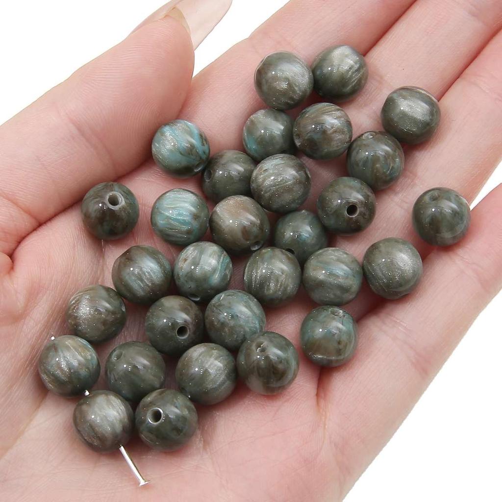 8mm/10mm/12mm Resin Beads Pattern Halo Dyeing Round Loose Spacer Beads for Necklace Bracelet Earring Keychain DIY Jewelry Making Accessories