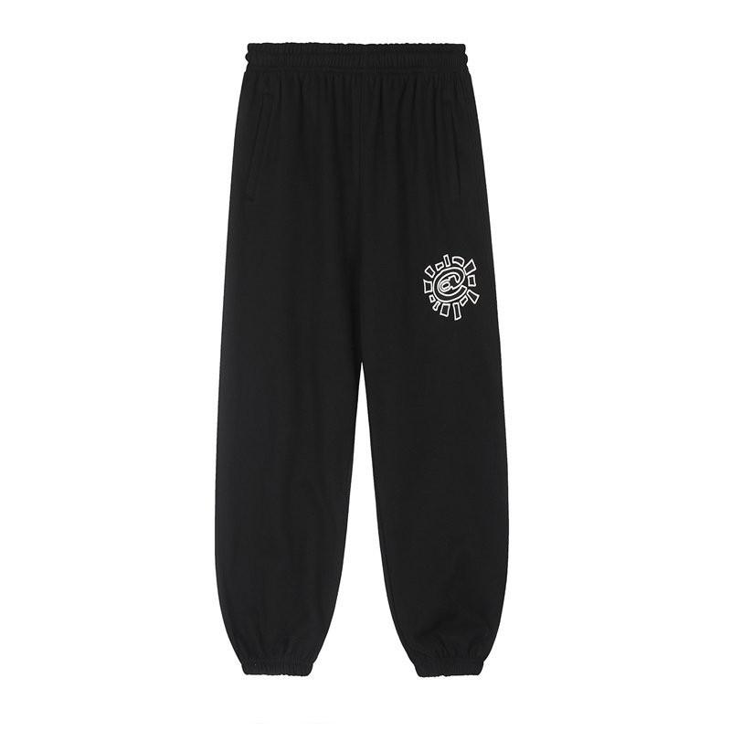Sun Patch Embroidery Fleece Tracksuit Hoodie Sweatpants Set Men Women Loose Streetwear Casual