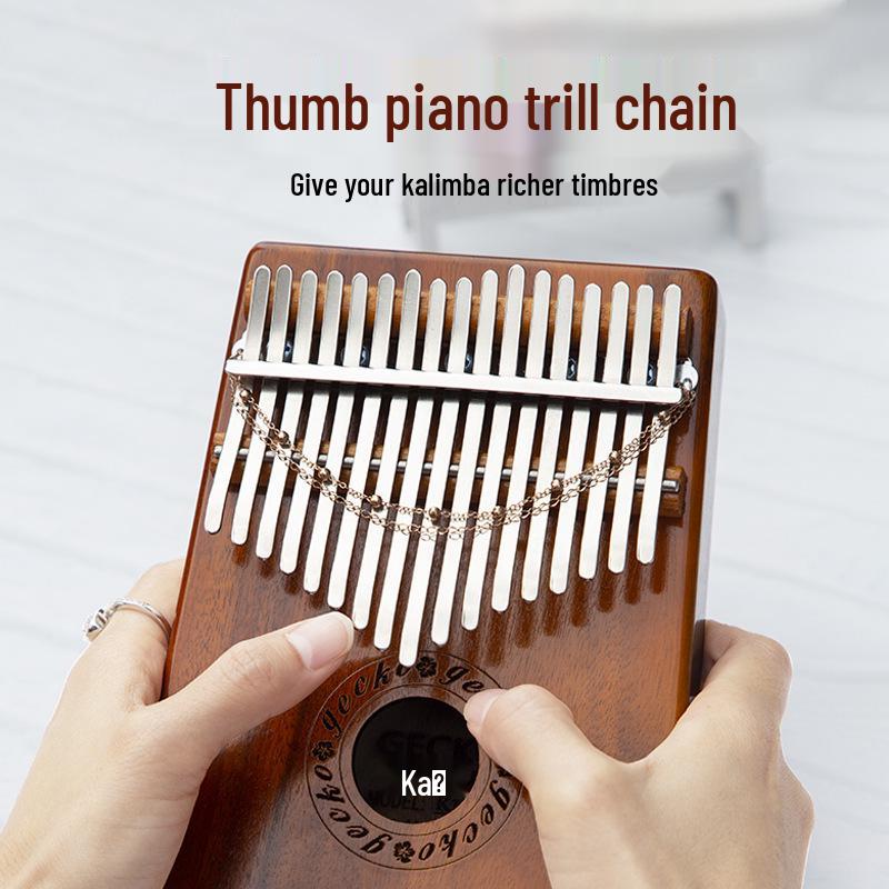 GECKO Thumb Piano Kalimba with Magnetic Sand Chain, 17-Key Tremolo Finger Piano Accessories.