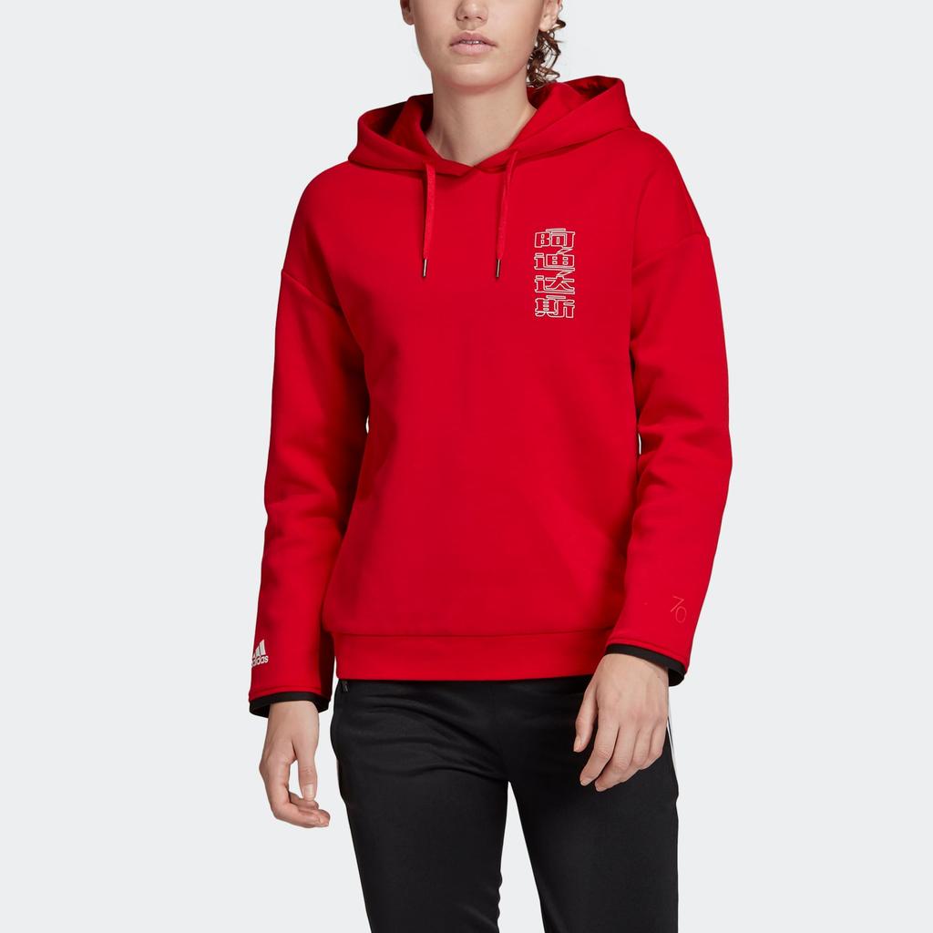 Adidas 70 Years Anniversary Casual Sports Comfortable Versatile Hoodie Women Hoodies Red FS8978