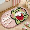 Soft Faux Wool Bath Mat With Cartoon Frog Design Non-Slip Absorbent Floor Rug Bathroom Bedroom
