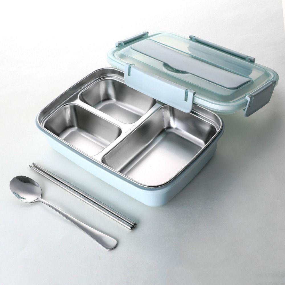3/4 Grids Divides Food Container Stainless Steel Lunch Container Insulation Lunch Box  Camping