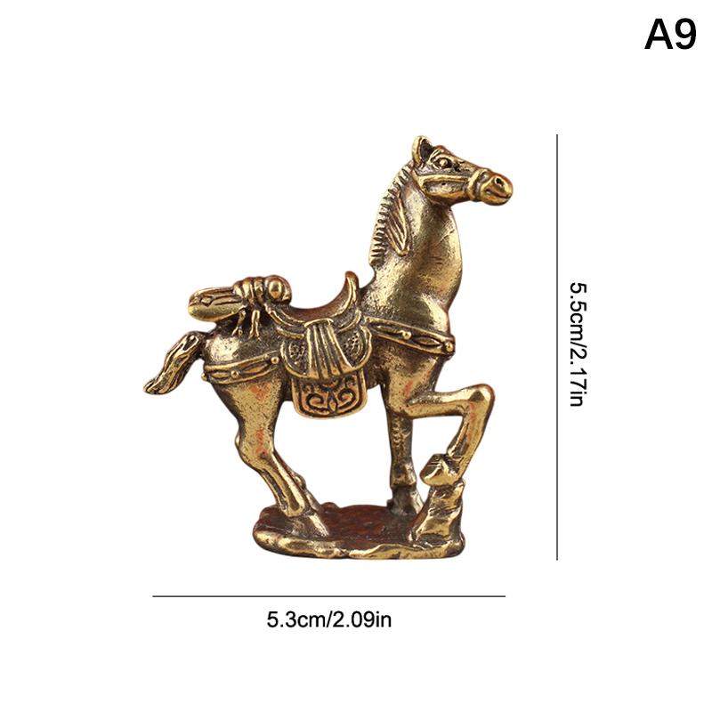 Brass Horse Figurines Chinese  Year Zodiac Horse Ornament Feng Shui Lucky Statue Home Office Desktop Decoration Crafts