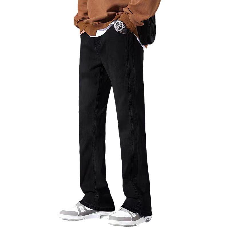 Casual men's pants autumn retro washed loose straight boys American high street micro-pull jeans men's spring and autumn