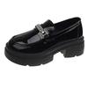 Women's Platform Loafers Slip-On Lug Sole Chunky Heel Penny Loafers for Women Comfortable Business Casual Work Shoes with Metal Chain Dressy Shoes