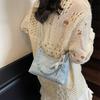 Fashion Denim Shoulder Bag for Women 2024 New Korean Style Crossbody Bag with Chain Cute Versatile Top-Handle Purse
