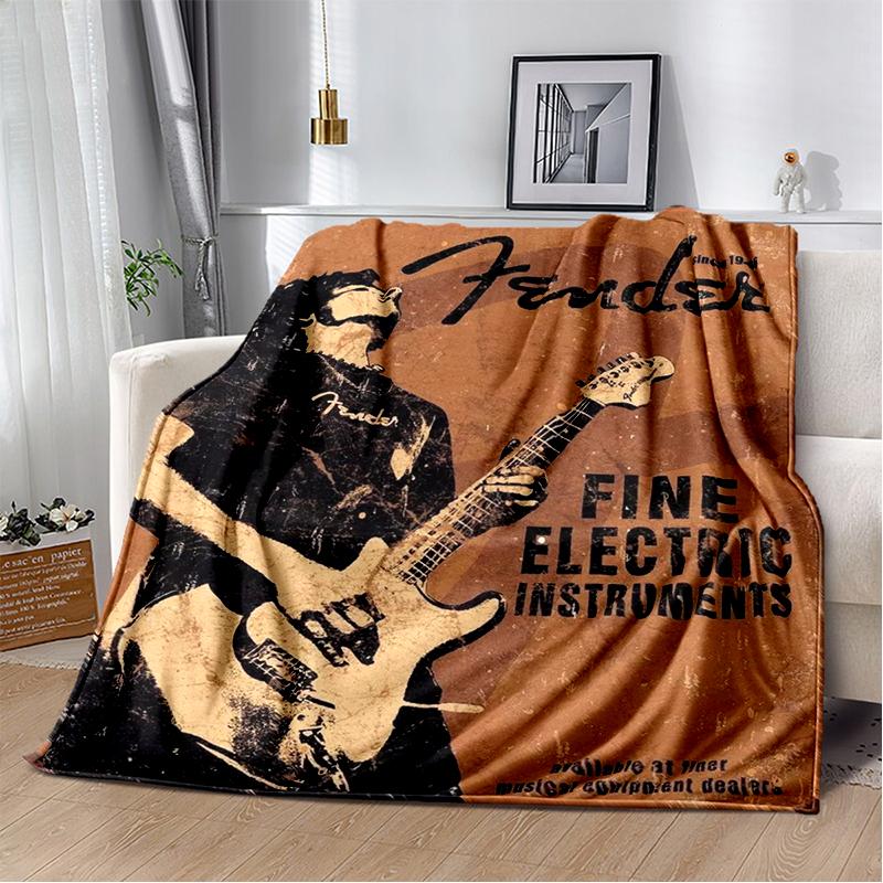 29 Stil Neu Fender Retro Gitarre Instrumente Musik Logo Decke, Weiche Überwurfdecke für Zuhause Schlafzimmer Bett Sofa Reise Picknickdecke
