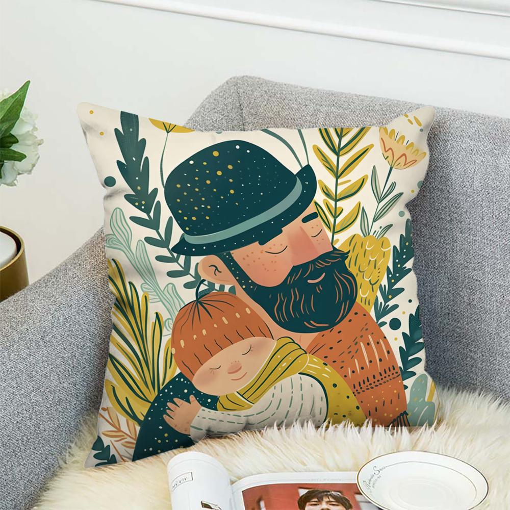 Love Mother Kids Flower Art Pillow Case For Car Sofa Decorative Home Double-sided Print Plush Square Throw Pillow Cushion Cover