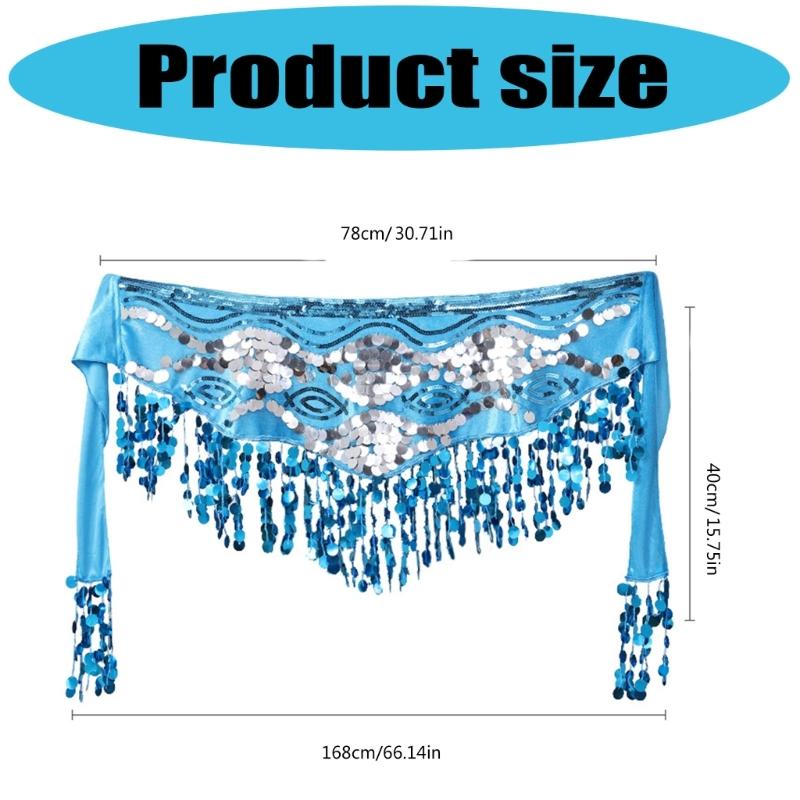 Sequins Wrap Skirt Belly Dance Hip Scarf Wrap Sparkles Mini Skirt Raves Festival Outfit Halloween Costume for Women Girls