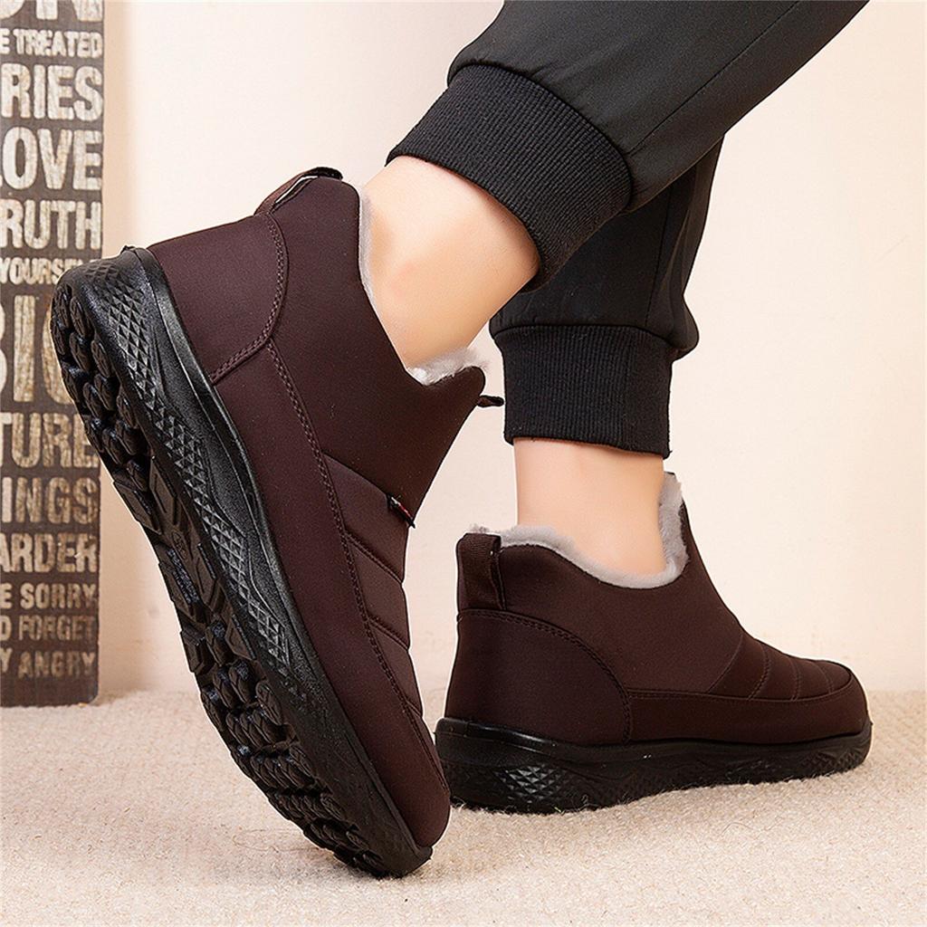Men's Boots Shoes Large Size Winter Flat-bottomed Water-repellent and Velvet Warm High-top Ankle Snow Boots Waterproof Shoes