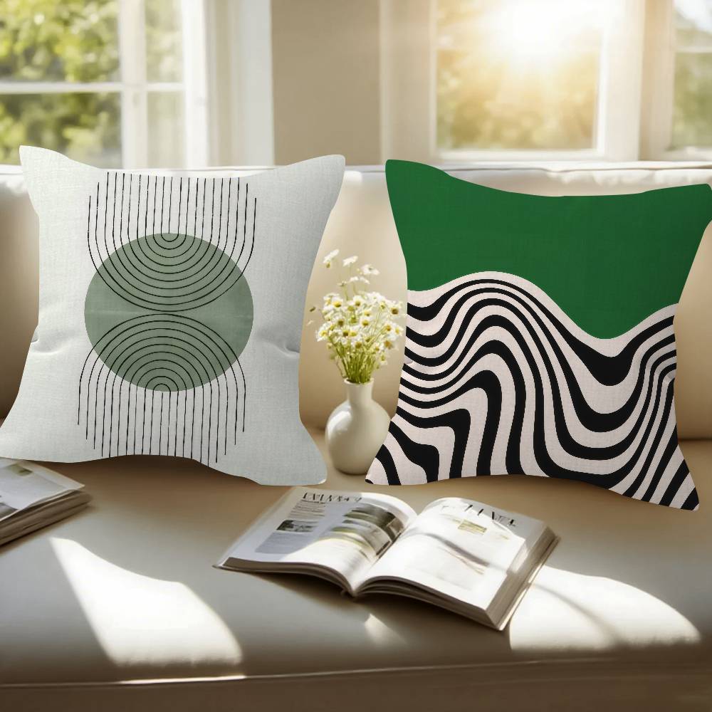 Federa Cuscino Astratta Verde Stile Bauhaus Copricuscino da Viaggio per Divano Auto Regalo di Natale
