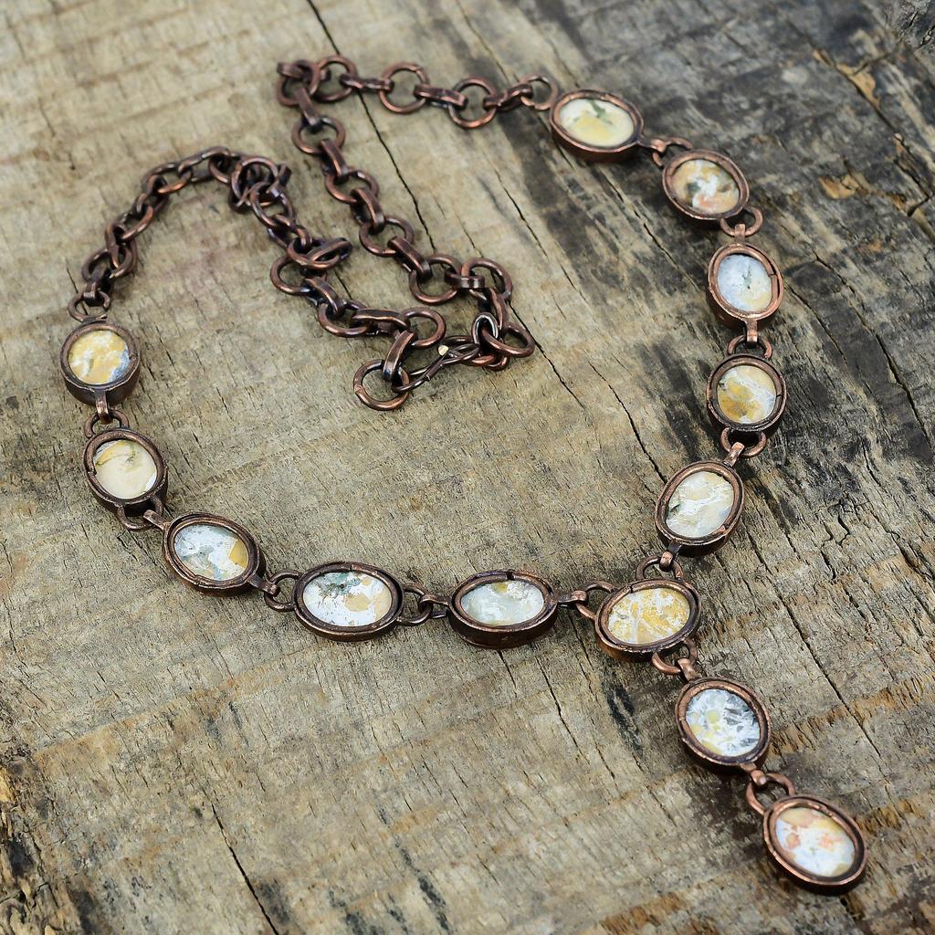 Maligano Jasper necklace electroformed copper necklace handmade jewelry adjustable chain necklace gemstone necklace copper jewelry for gifts