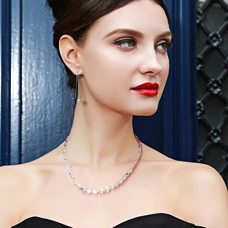 Kristallblock-Halskette Mode Minimalistisches Design Bunter Choker für Damen Tägliches Tragen