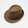 Solid Straw Top Hat Unisex Curled British Cowboy Jazz Hat Vintage Party Beach Sun Hat