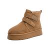 Classic Ultra Platform Suede Furry Hook Loop Flat Booties Winter Outdoor Women Ankle Snow Boots