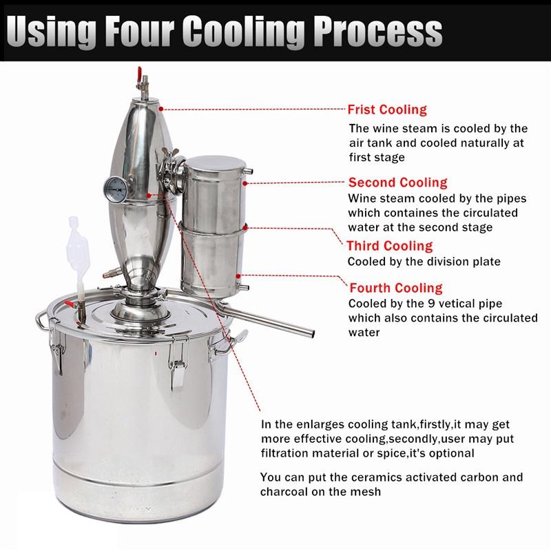 50L 304 Stainless Steel Alcohol Distiller Brew Kit Distillation Purifying Alcohol Brewing Making Alcohol Making Tools
