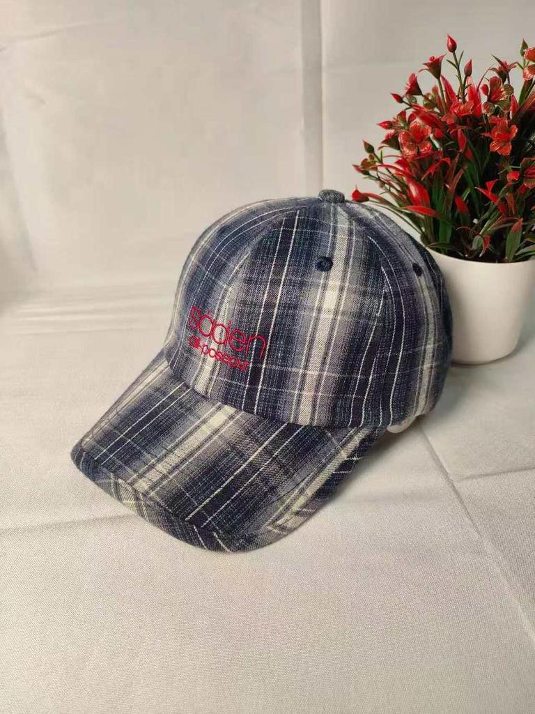 Plaid Soden Baseball Cap With Breathable Linen And Wide Brim For Summer Sun Protection