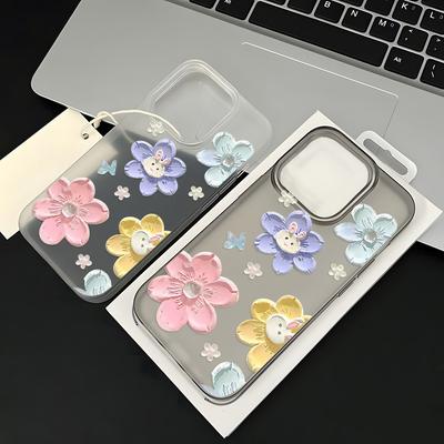 Mobile Phone Cases for iPhone 11 13 15 Pro Max 12 14 Pro Max Case iPhone 16 15 Plus 13 Pro 12 Mini 13 Mini Frosted Texture Painted Cartoon Flowers