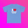 I Love Ginger Guys Unisex Heavy Cotton Tee Heart Y2K Funny Cute Romantic Meme Phrase Shirt Graphic Chaotic Redhead Witty Viral Quote