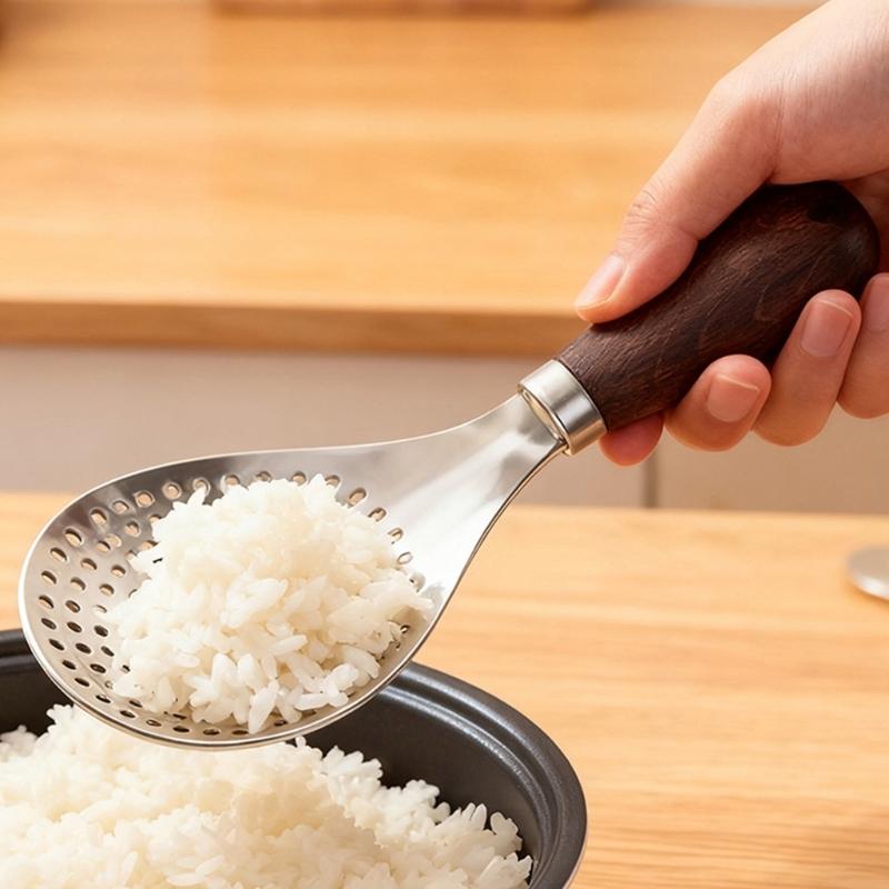 Spatola per Riso Resistente al Calore con Manico in Legno, Cucchiaio per Riso, Paletta, Strumento da Cucina per Purè di Patate, per Cuociriso Domestico