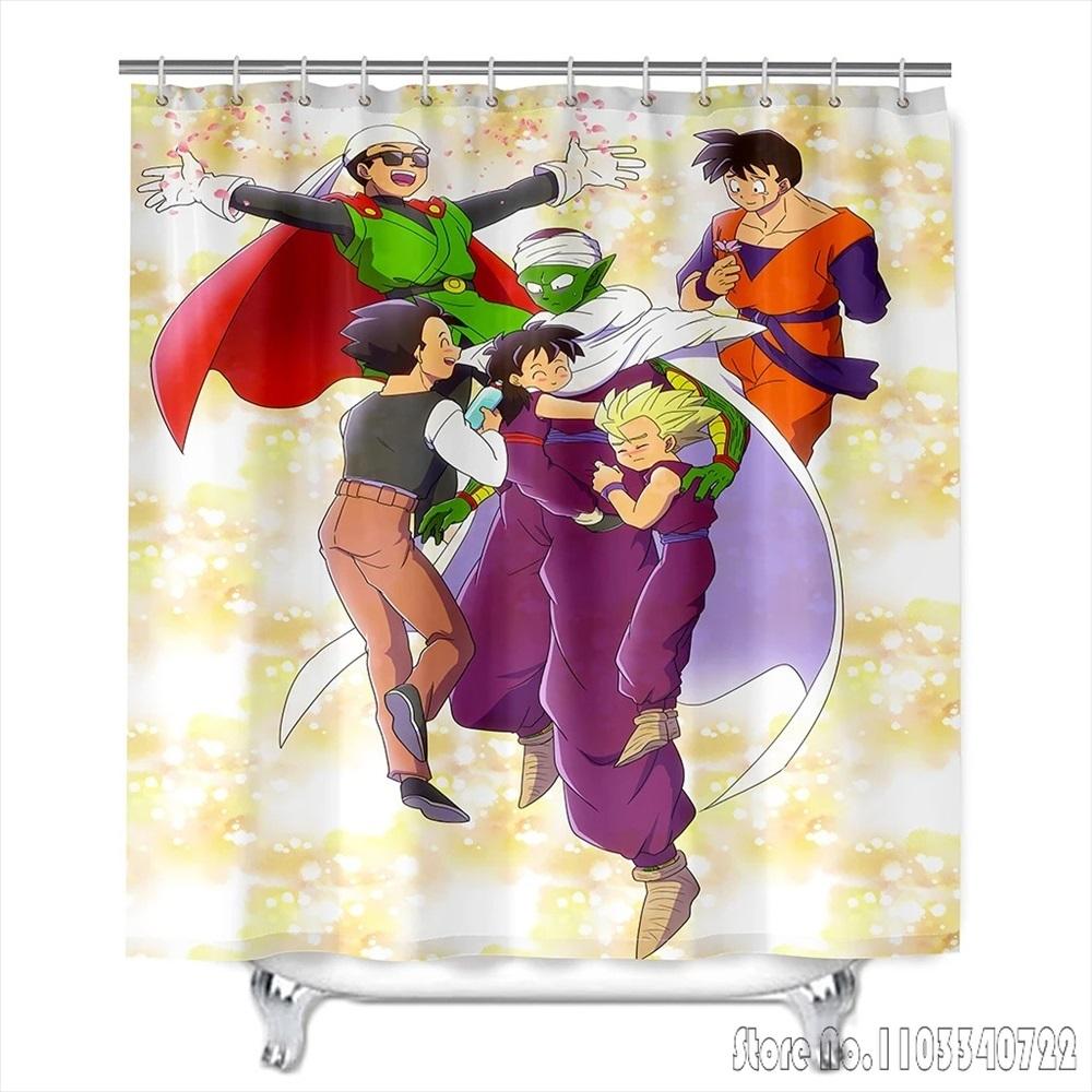 Anime Dragon Ball Burdock Broli Goku Vegeta Iv Bath Shower Curtain Waterproof 3D With Hooks For Kids Bathroom Bathtub Decoration