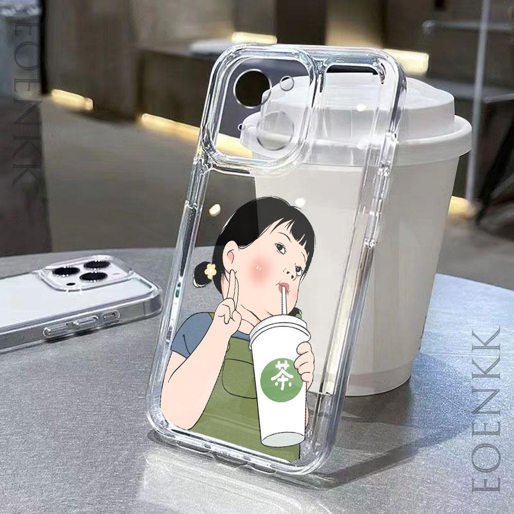 Cartoon Girl Transparent Phone Case For Samsung Galaxy S25 S24Ultra S23 S22 S21 S20 Note10 20 Plus Ultra FE A55 A35 A54 5G Cover