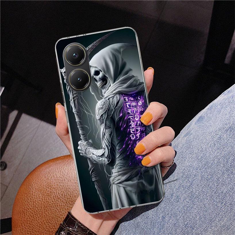 Death Grim Reaper Skull Scythe Phnoe Case for Xiaomi Poco X5 X6 X7 Pro X4 Gt F7 Ultra M8 M7 Redmi 15C 15 13C 13 12C 12 Unique Co