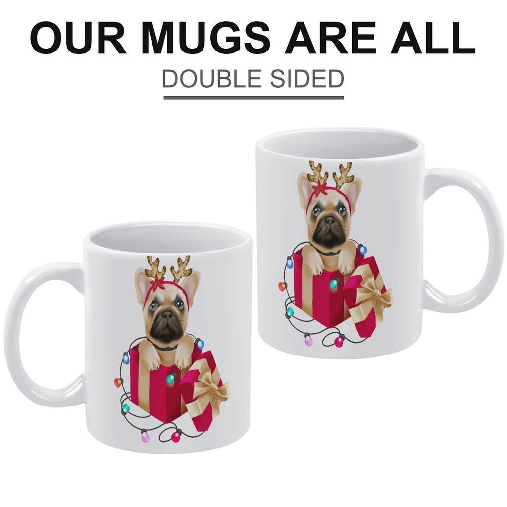 1 Stück 11oz Weiße Keramiktasse mit doppelseitig bedrucktem Kunstwerk Langlebige Kaffeetasse für den täglichen Heim- und Bürogebrauch