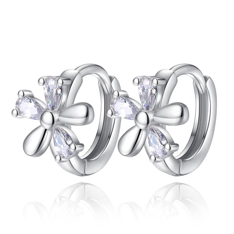 Sweet Plum Blossom Korean Snowflake Crystal Earrings - Elegant & Lovely Stud Ear Accessories