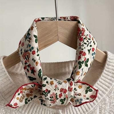 Spring/Summer New Women's Small Scarf Bohemian Square Scarf Headscarf European and American Versatile Flower Printed Scarf