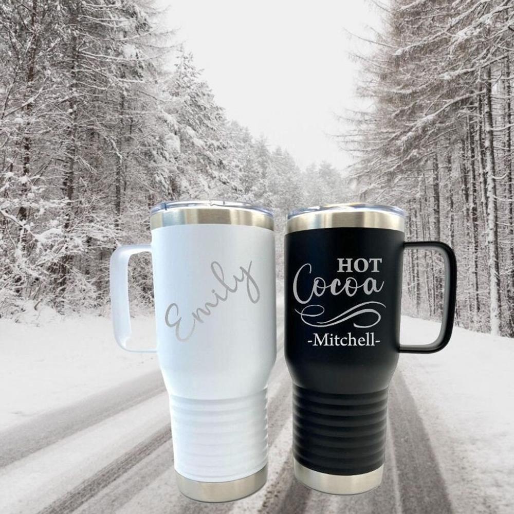 Personalized Insulated Tumbler Custom Photo Stainless Steel Vacuum Cup Sturdy Handle Mug DIY Thermal Bottle Gift for Couples
